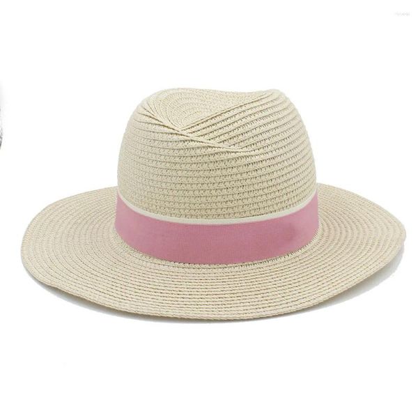 Berets moda mulheres homens toquilla palha fedora chapéu para senhora elegante verão aba larga panamá feminino sunbonnet praia boné 45