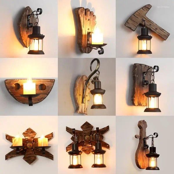 Lâmpadas de parede Lâmpada de vidro Preto Sconce Sconces LED Luz Exterior para Quarto Encanamento Industrial