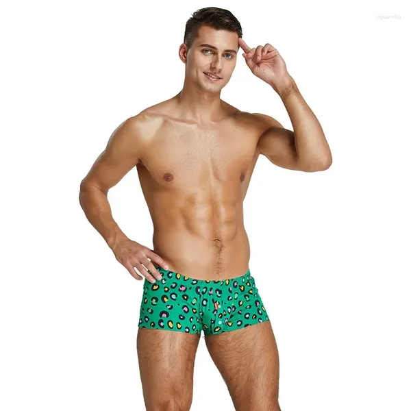 Cuecas Seobean Aro Calças Masculinas Tendência Shorts Low Rise Sexy Padrão de Cor Verde