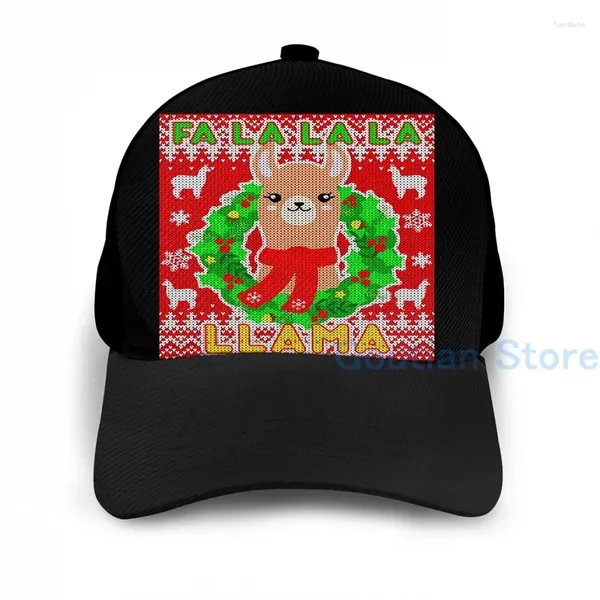 Ballkappen Mode Weihnachten fa llama hässlicher Pullover Basketball -Mütze Frauen grafisch Druck schwarz Unisex Erwachsener Hut