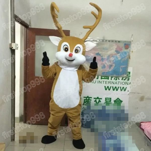 Costume della mascotte della renna marrone di Halloween Personaggio a tema anime dei cartoni animati di alta qualità Costume per adulti per la festa di Natale