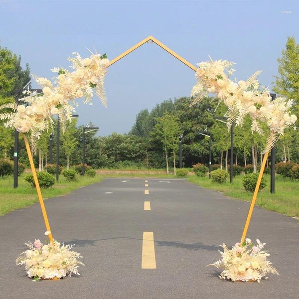 Decorazione per feste Arco per matrimoni Puntelli Arte in ferro Pentagonale Sfondo geometrico per palcoscenico Decorazioni per esterni Arche Mariage