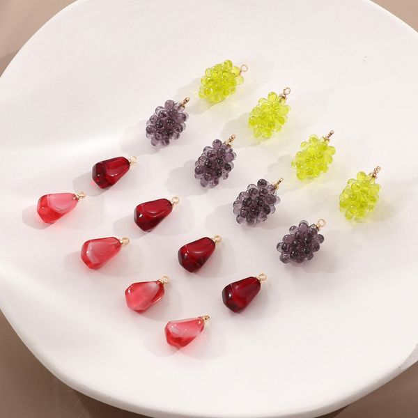 Frutas em miniatura com argola resina romã semente uva pulseira pingente diy jóias artesanais brincos acessórios materiais atacado 1224705