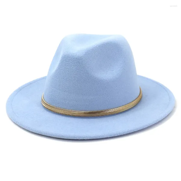 Berretti Vendita di alta qualità Moda europea americana Autunno Inverno Uomo Donna Cappello Fedora in feltro di lana con berretto da sole a tesa larga