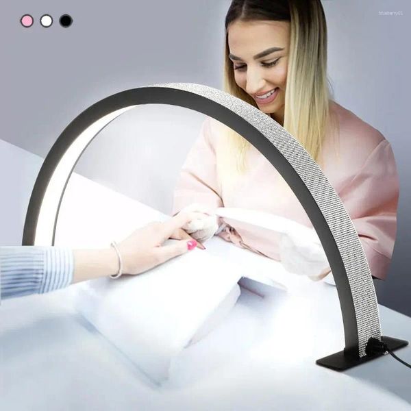 Kits de arte de unhas profissional personalizado 55cm 75cm candeeiro de mesa piscando meia lua diamante salão de beleza iluminação anel arco led