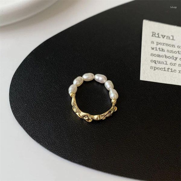 Кольца кластера, корейский искусственный жемчуг, минималистичный перстень на палец, белый круглый подарок на годовщину свадьбы, оптовая продажа
