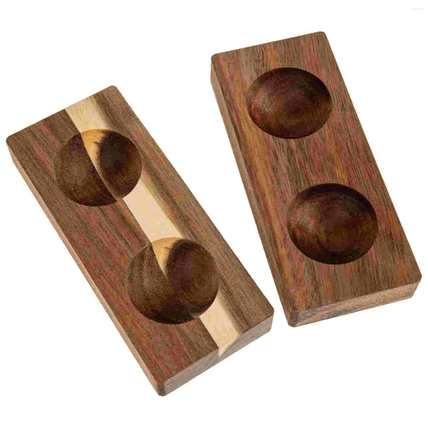 Set di stoviglie da 2 pezzi, vassoio quadrato per uova in legno, contenitori per frigorifero per bambini, supporto da banco