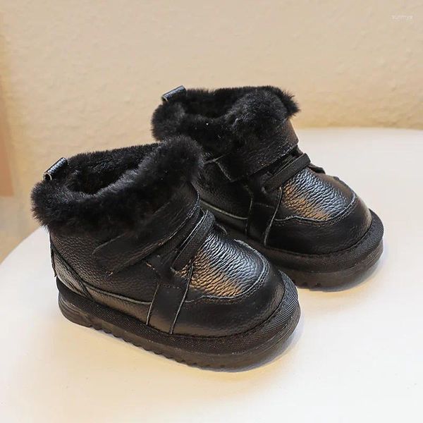 Stivali 3-13Y Bambini Neonati maschi Ragazze Inverno Mucca Split Hook Loop Tinta unita Luce antiscivolo Resistenza all'usura Scarpe per bambini Hy42