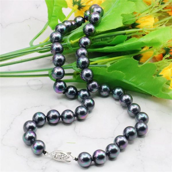 Chaînes 8 10 12 14mm naturel belle coquille de mer du sud noire collier de perles gemme femmes bijoux à bricoler soi-même faisant des ornements faits à la main