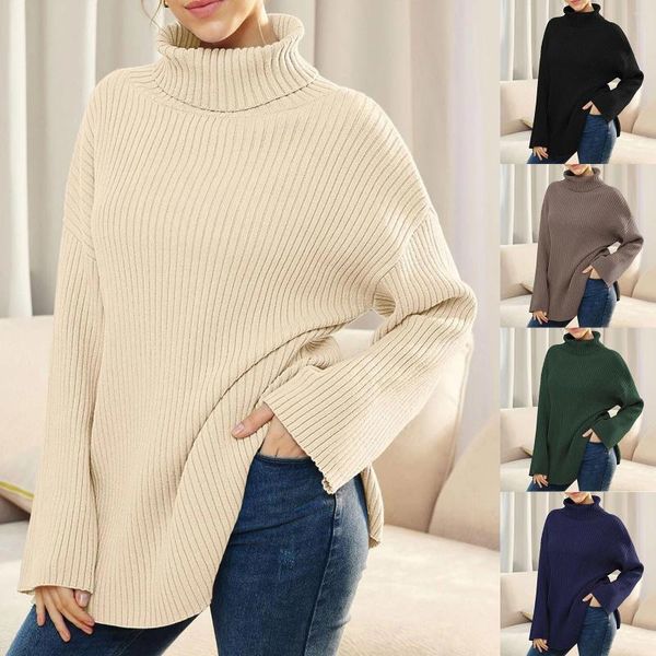 Damenpullover Herbst Winter Frauen Harajuku Seitenschlitze Strickjacke weiblich lose lange Ärmel Reißverschluss Mantel Damen lässige Strickwaren