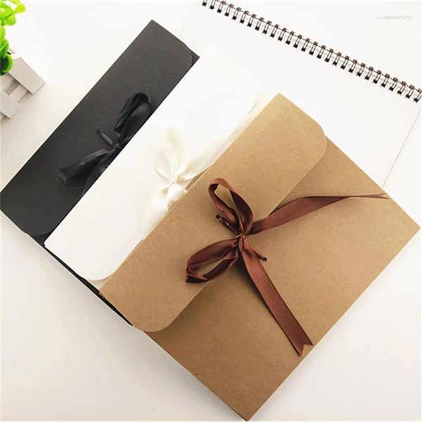 Confezione regalo 24 18 0,7 cm Bianco/Marrone/nero Tasca di carta Kraft Fazzoletto Fazzoletto Sciarpa di seta Scatole di imballaggio Busta di carta Scatola