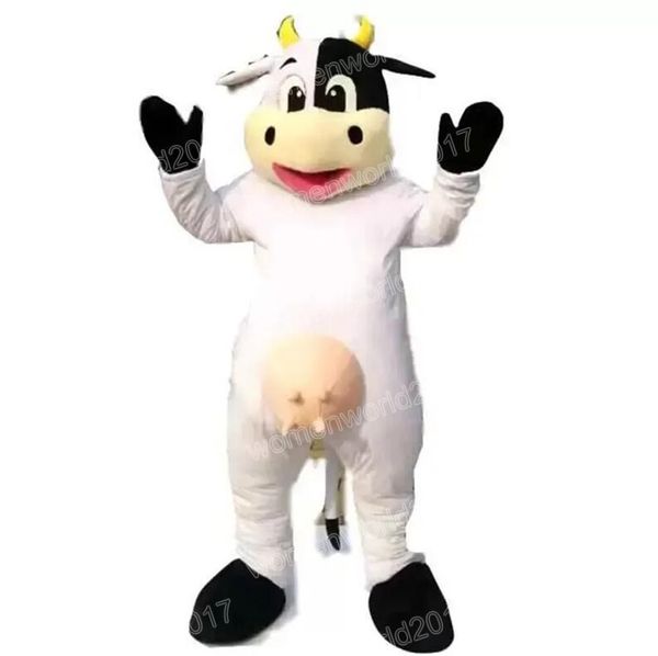 Halloween preto branco vaca mascote traje dos desenhos animados roupas terno adultos tamanho outfit aniversário natal carnaval fantasia vestido para homens mulheres