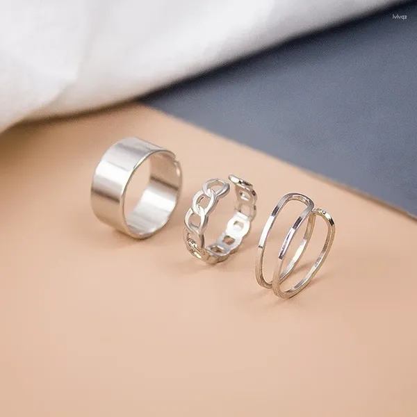 Cluster Ringe Koudoun 3 teile/satz Punk Ring Einfache Design Vintage Gold Silber Farbe Joint Sets Für Frauen Schmuck Koreanische Version