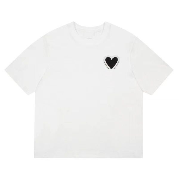 Camisetas femininas de algodão casual coração designer camisetas masculinas tops