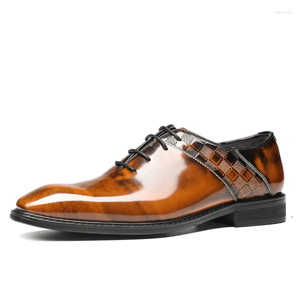 Sapatos de vestido homens de couro genuíno primavera outono lace-up festa formal casamento diário carreira de escritório para