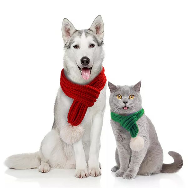 2023 новый креативный рождественский подарок для домашних животных, зеленый и красный цветной шарф, одежда для домашних животных для собак и кошек