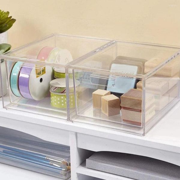 Sacos de armazenamento 2 pcs gaveta de plástico caixa transparente organizador vaidade caixas de banheiro organizadores de jóias