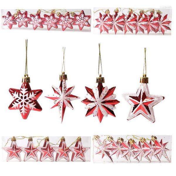 Weihnachtsdekorationen, Ornamente, roter weißer Stern-Baum-Anhänger, Weihnachten, DIY, Jahr 2023, Party-Geschenke, Noel Supply, Navidad, Heimdekoration