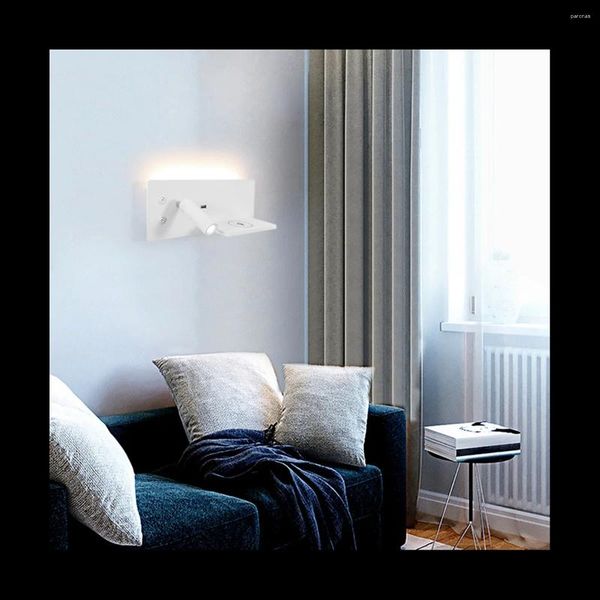 Lâmpada de parede moderna arandela decoração para casa cabeceira led spot luminária iluminação interior sala estar carregamento sem fio direito c