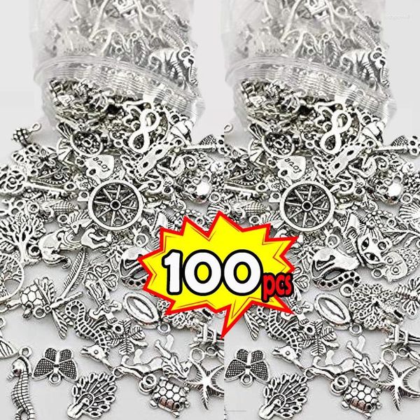 Encantos 100 pçs/saco tibetano prata misturada pingente contas jóias pulseiras brincos colar fazendo diy artesanato arte animal