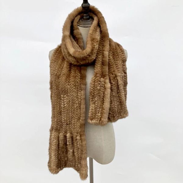 Schals Frauen Natürliche Echte Schal Mode Hand Gestrickte Echte Schalldämpfer Wrap Dame Winter Warme Lange Stil Halstuch