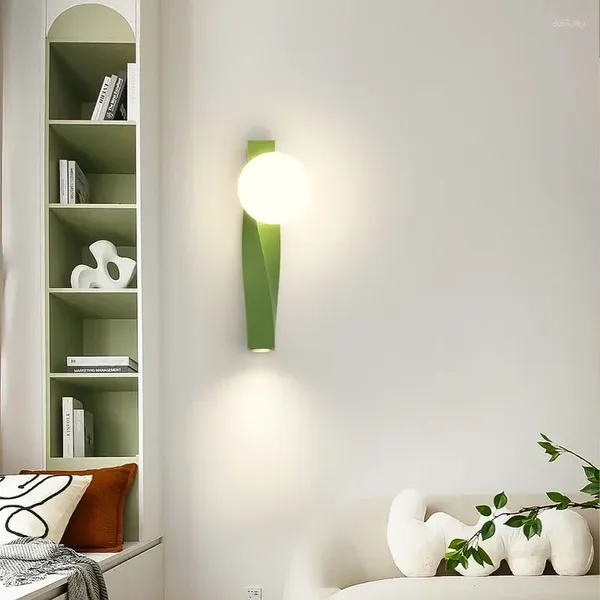 Lâmpadas de parede Rotational Molding LED Lâmpada Vermelho Branco Verde Alumínio Iluminação Sconce para Foyer Quarto Escadas Corredor