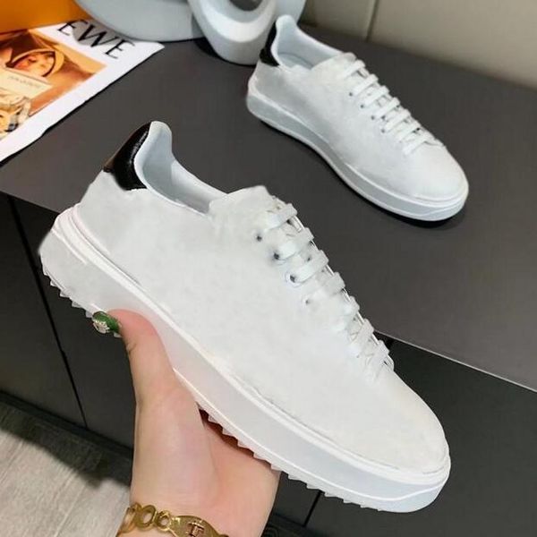 Sapatos casuais femininos de luxo com impressão 3D 100% tênis retrô de couro com cadarço de marca de moda designer de sapatos femininos tênis B22 lazer esportes sapatos brancos.