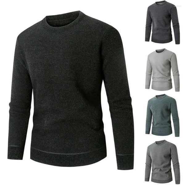 Suéter masculino masculino simples moletom jumper lã suéter pulôver trabalho casual top manga longa sólido o pescoço malha tops quente térmico