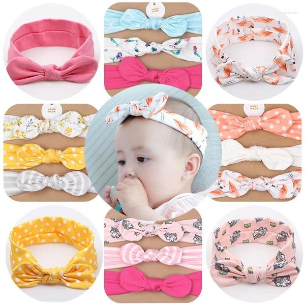 Acessórios para o cabelo 3 pçs/set bebê bandana elástico nascido headwear algodão bowknot haarband para meninas hairband turbante