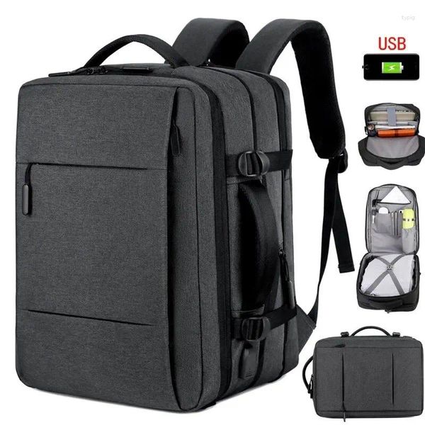 Zaino da uomo da 40 litri espandibile con ricarica USB, zaino per laptop maschio, borsa da viaggio impermeabile per viaggi d'affari di grande capacità