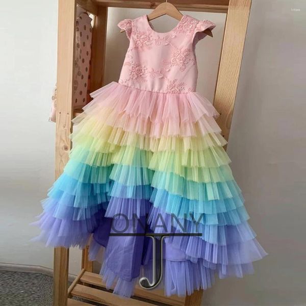 Mädchenkleider JONANY Modernes Blumenkleid mit Schleife und Reißverschluss, bunt, auf Bestellung gefertigt, für Geburtstag, Festzug, Kommunion, Robe de Demoiselle, Babyparty