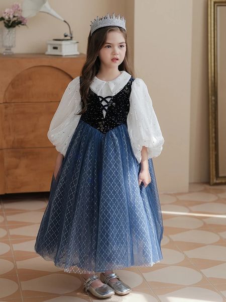 Meninas Vestidos Anna Frozen Queen Dress Crianças Primavera e Outono Halloween Cosplay Ocasião Formal Princesa para Festa de Aniversário 231030