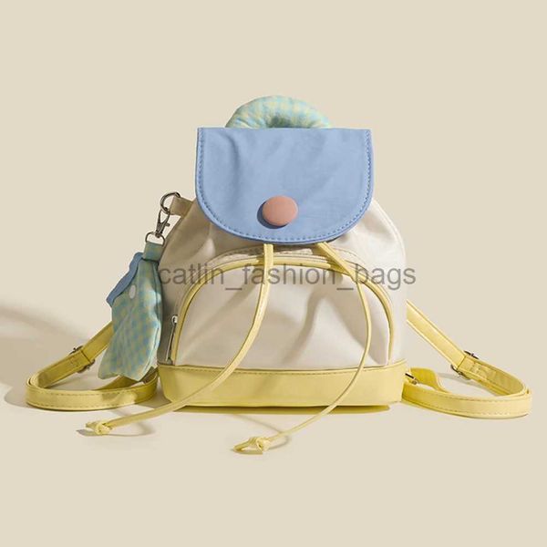 Borse da scuola stile zaino Zaino da studente impermeabile in nylon blocco colorato Guanti Scoolbag portamonete ciondolo colore caramella Buon zainocatlin_fashion_bags