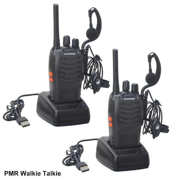 Walkie Talkie 2PcsPack Baofeng BF88E PMR 16 canais 4460062544619375MHz Rádio sem licença com carregador USB e fone de ouvido 231030