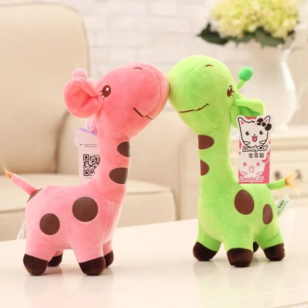 Zürafa bebek hediyesi18cm/25cm sevimli zürafa peluş oyuncak kolye yumuşak geyik doldurulmuş karikatür hayvanlar bebek bebek çocuk oyuncakları Noel doğum günü renkli hediyeler