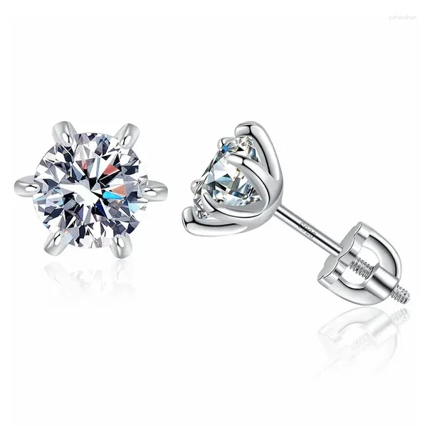 Pendientes de tuerca D-color Mosang Diamond 925 Europeo y americano de gama alta Hilo de flor de ciruelo Arco de plata Joyería de seis garras al por mayor