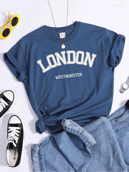 Damen T-Shirts London Westminster Print Damen T-Shirt Street Hipster Streettee Top All-Match Kurzarm Kleidung Vintage Bequem