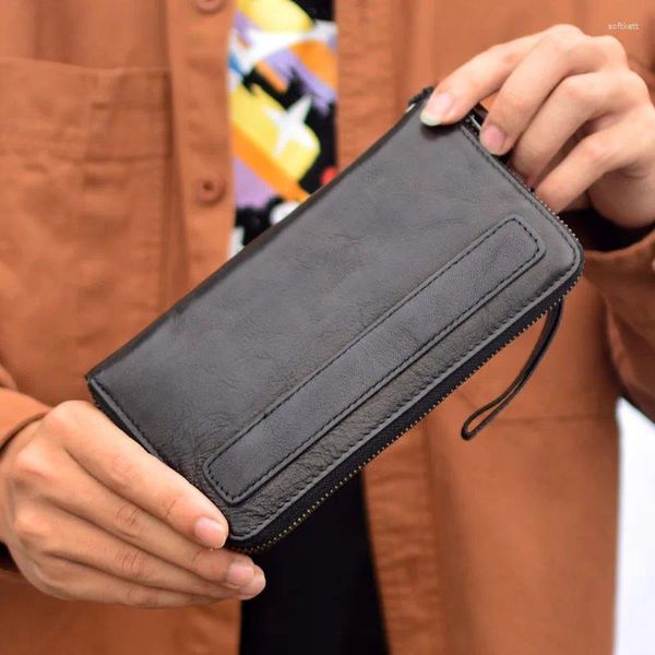 Brieftaschen AETOO Brieftasche Herren Kurzes Leder Mode Handgefertigt Pflanzlich gegerbt Einfach Klein Student Junge W