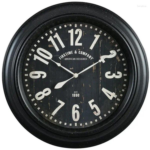 Relógios de parede Co. Black Rawley Clock Farmhouse analógico 15,5 x 1,875 pol.