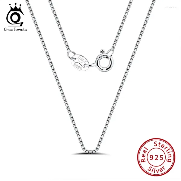 Pingentes Orsa Jewels Italiano 925 Sterling Silver 0.6mm Box Chain para Mulheres Simples Básico 16-24 Polegadas Colar Jóias Presente Atacado SC07