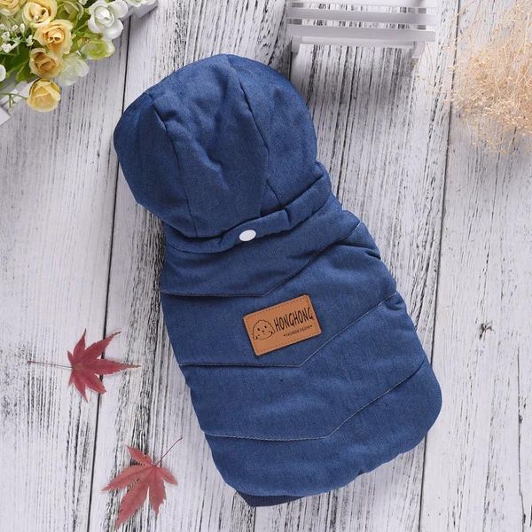 Hundebekleidung Denim Blue Pet Hoodie Warmer Pullover Kleidung mit Hut Mantel Zwei Fuß Kostüm für kleine Katze Welpen Weste Pitbull Mops Shop Supply