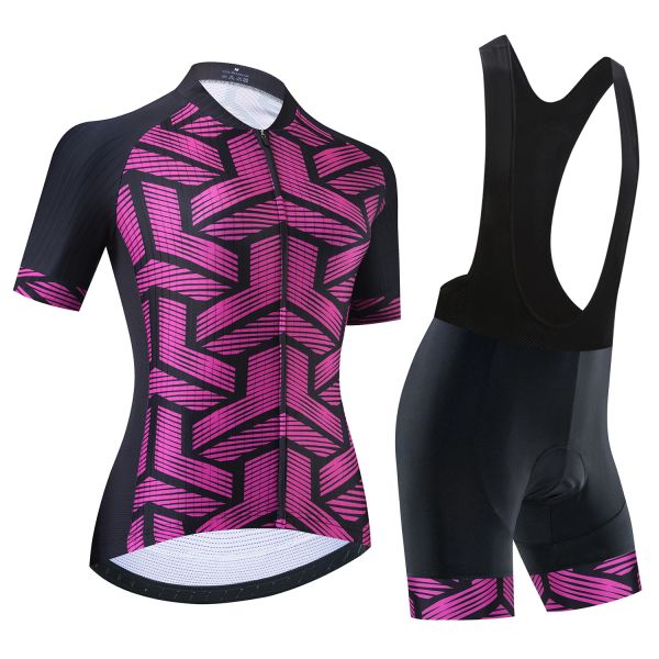 Bisiklet Jersey Set Kadınlar Kısa Kollu Maillot Ciclismo Yol Bisiklet Gömlekleri Bib Şort