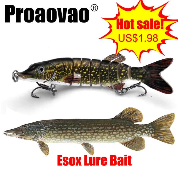 Accessori per la pesca Proaovao Artificiale Pike Lure Bait Multi snodato 12,5 cm 20 g Realistico Crankbaits Wobblers Swimbait Sea 231030