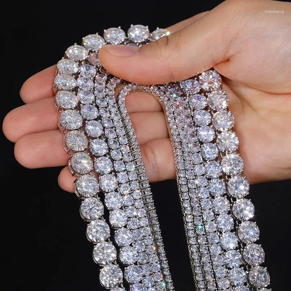 Ketten Edlen Schmuck 3mm-10mm Klassische 925 Sterling Silber VVS Moissanit Diamant Cluster Tennis Kette Halskette Für Männer frauen