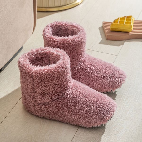 Stivali alti invernali borsa con tacco alto peluche casa interna Mantieni caldo in inverno Scarpe di cotone nero bordeaux calde pantofole di pelliccia da donna