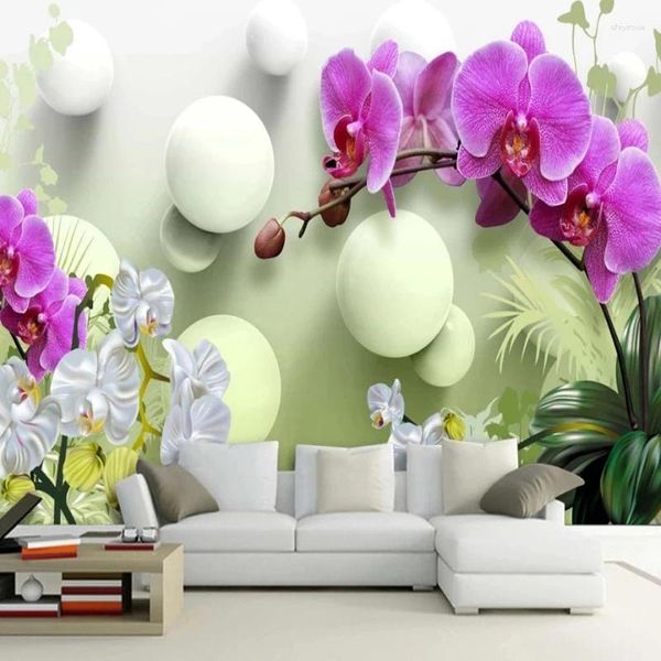 Tapeten Angepasst 3D PO Wandbild Tapete Ball Blume Moderne TV Hintergrund Dekor Innen Schlafzimmer Wohnzimmer Sofa Wand Papier