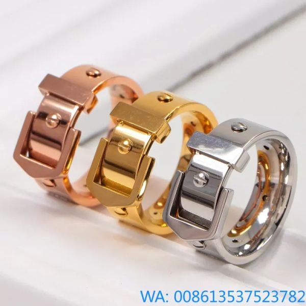 Novidade anel de designer de luxo anéis de rebite 316L titânio aço diamante charme anel de cinto de amor para mulheres homens joias frete grátis presentes joias de luxo