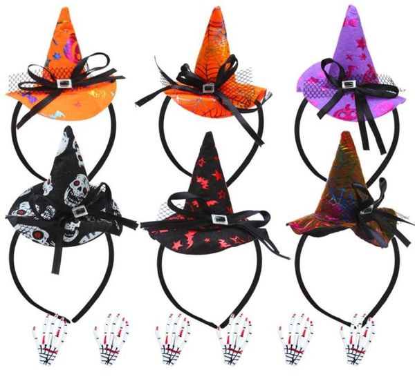 Decorações de Natal Halloween Headbands com Bloodstain Skeleton Hair Clip Assorted Party Witch Spider Hat Boppers Head Fo Home23054404