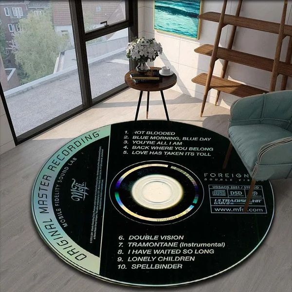 Tappeto CD musicale Disco Stampa 3D Rotondo per soggiorno Tappetino antiscivolo Camera da letto Tapis 5 dimensioni Tappetini Area Tappeti 231030