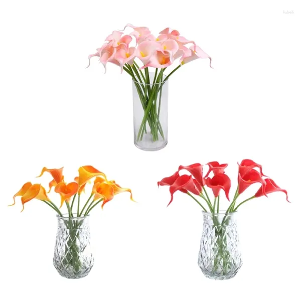 Flores decorativas 10pcs flor artificial calla-lírio pu buquê falso para casamento nupcial chá de bebê decoração de peças centrais 55kf